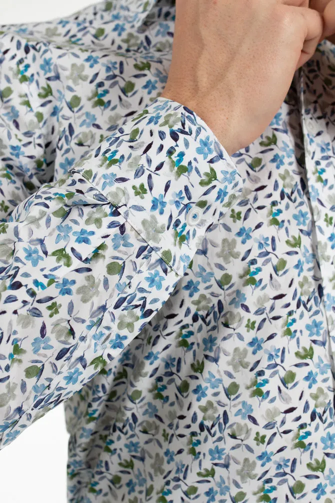 James Harper Meadow Cotton Poplin Shirt - Blue
