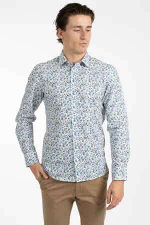 James Harper Meadow Cotton Poplin Shirt - Blue