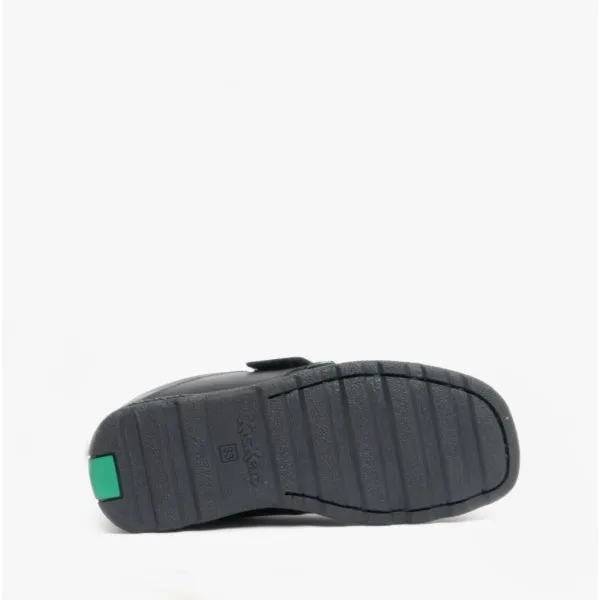 Kickers FRAGMA SINGLE STRAP Boys Leather Moccasin Shoes Black