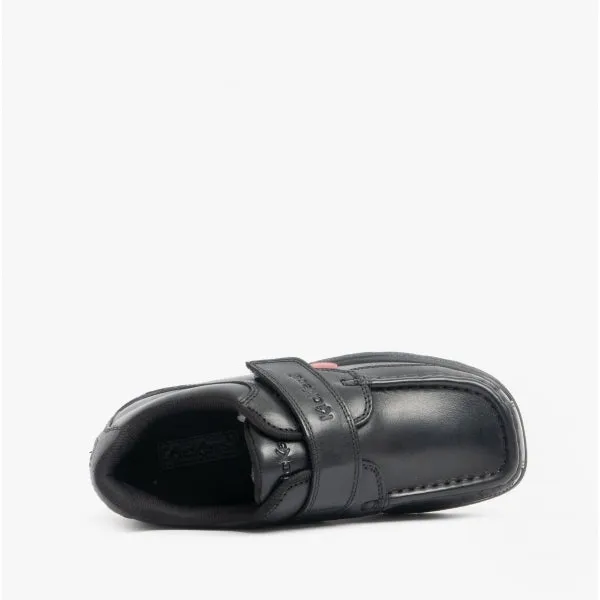 Kickers FRAGMA SINGLE STRAP Boys Leather Moccasin Shoes Black