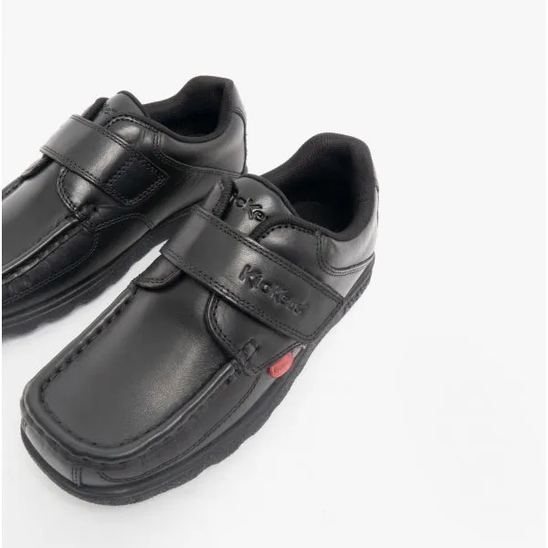Kickers FRAGMA SINGLE STRAP Boys Leather Moccasin Shoes Black