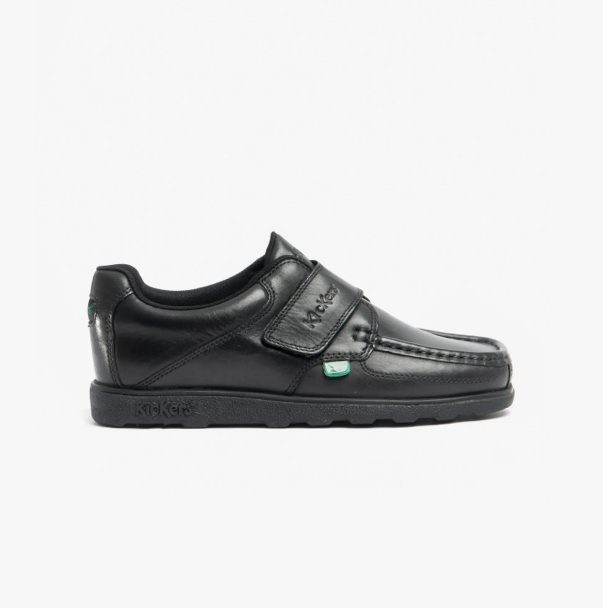 Kickers FRAGMA SINGLE STRAP Boys Leather Moccasin Shoes Black