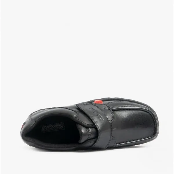 Kickers FRAGMA SINGLE STRAP Boys Leather Moccasin Shoes Black
