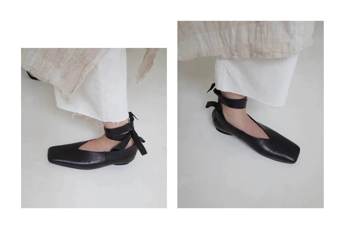 Lace-Up Leather Flats