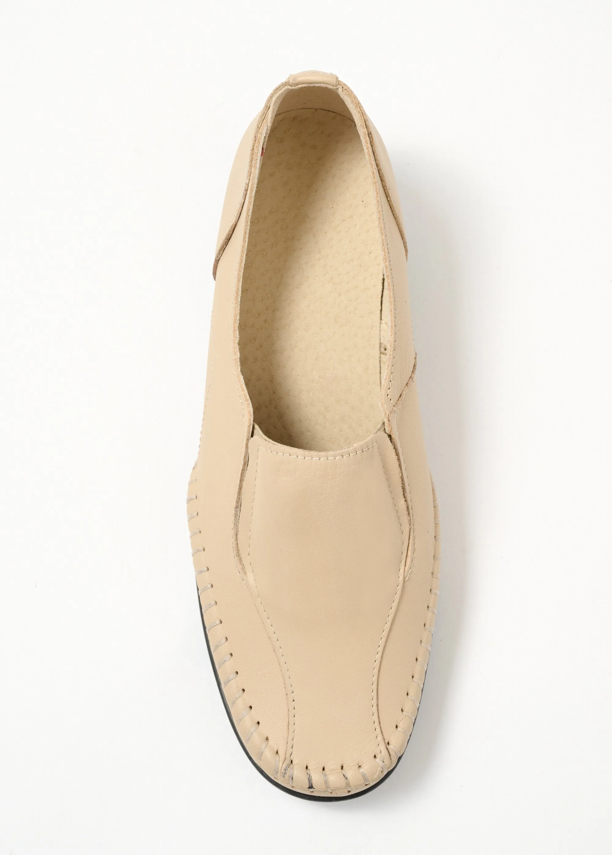 Large-width leather wedge loafers