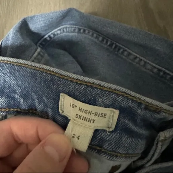 Madewell 10&quot; High-Rise Skinny Jeans in Dewitt‎ Wash: Button Front Edition Sz 24