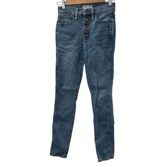 Madewell 10&quot; High-Rise Skinny Jeans in Dewitt‎ Wash: Button Front Edition Sz 24