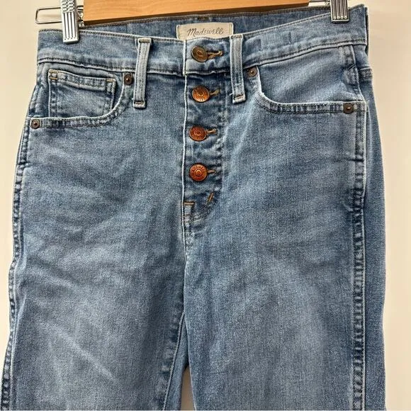 Madewell 10&quot; High-Rise Skinny Jeans in Dewitt‎ Wash: Button Front Edition Sz 24