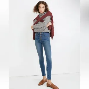 Madewell 10&quot; High-Rise Skinny Jeans in Dewitt‎ Wash: Button Front Edition Sz 24