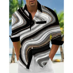 Men's Abstract Print Long-sleeved Shirt