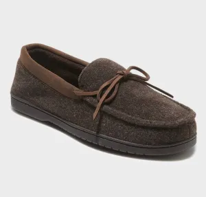 Men's Brown Jacoby Moccasin Slippers - dluxe by dearfoams