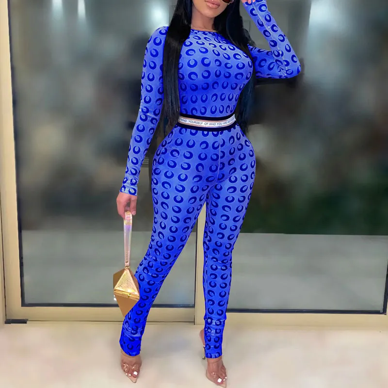 Moon Pattern Long Sleeve Letter Print Jumpsuit