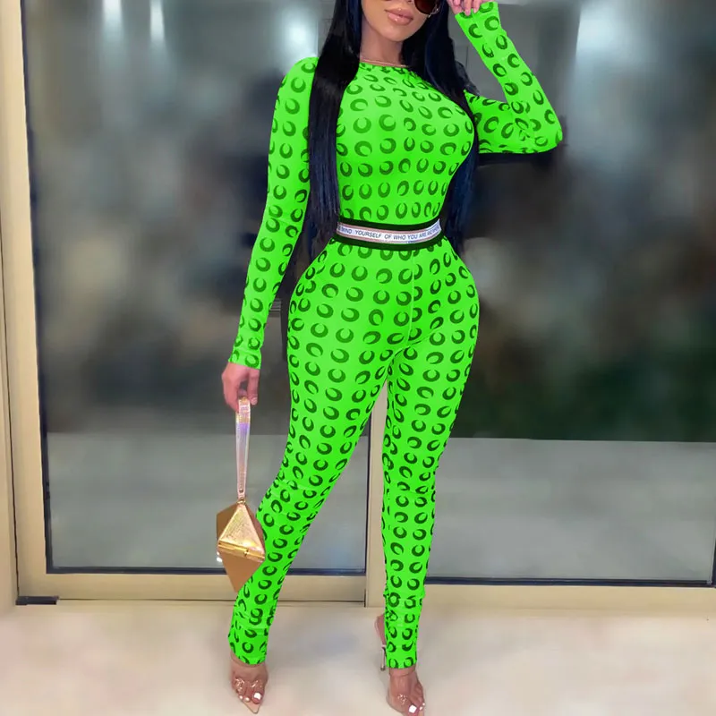 Moon Pattern Long Sleeve Letter Print Jumpsuit