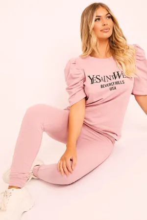 Pink Beverly Hills T-shirt and Leggings Loungewear Co-ord - Lassie