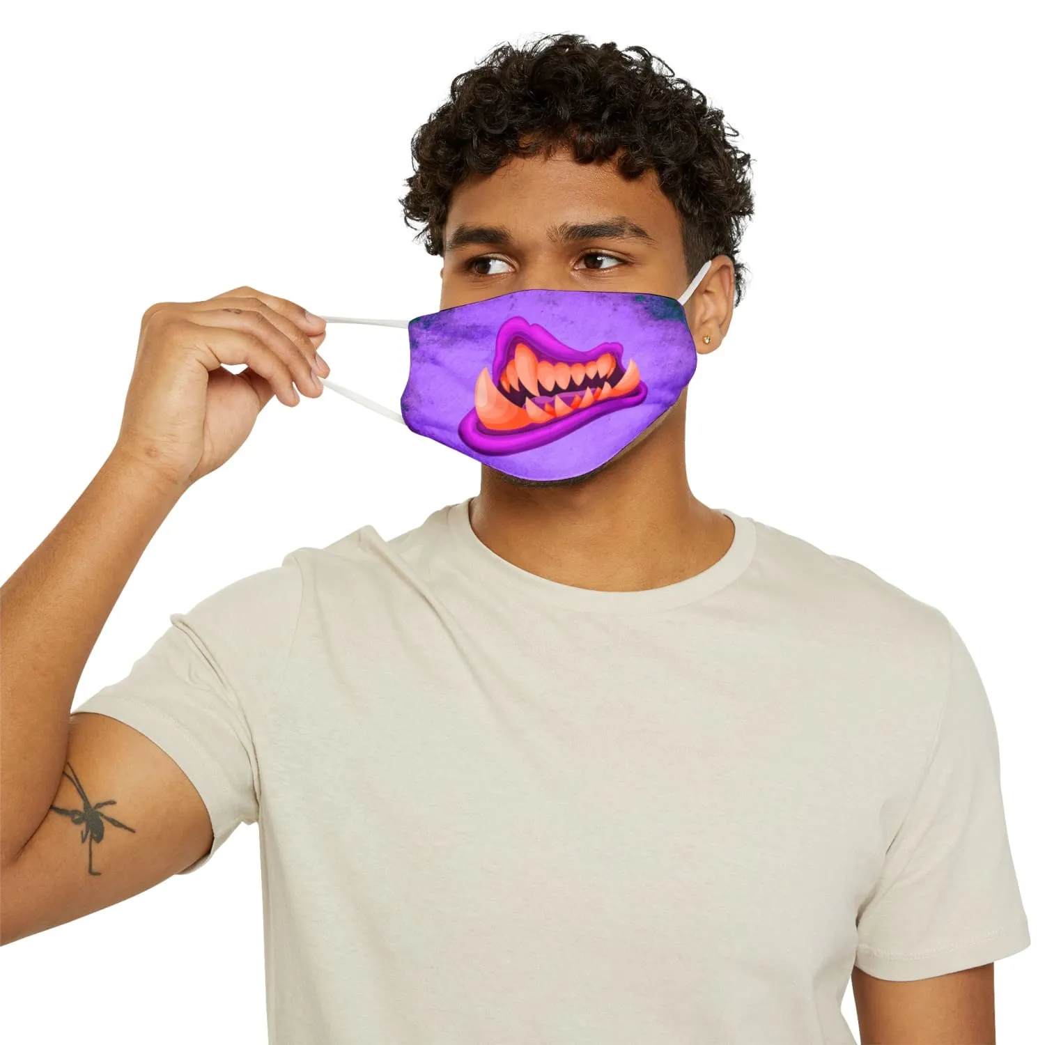 Pink Monster Mouth Snug-Fit Fabric Face Mask