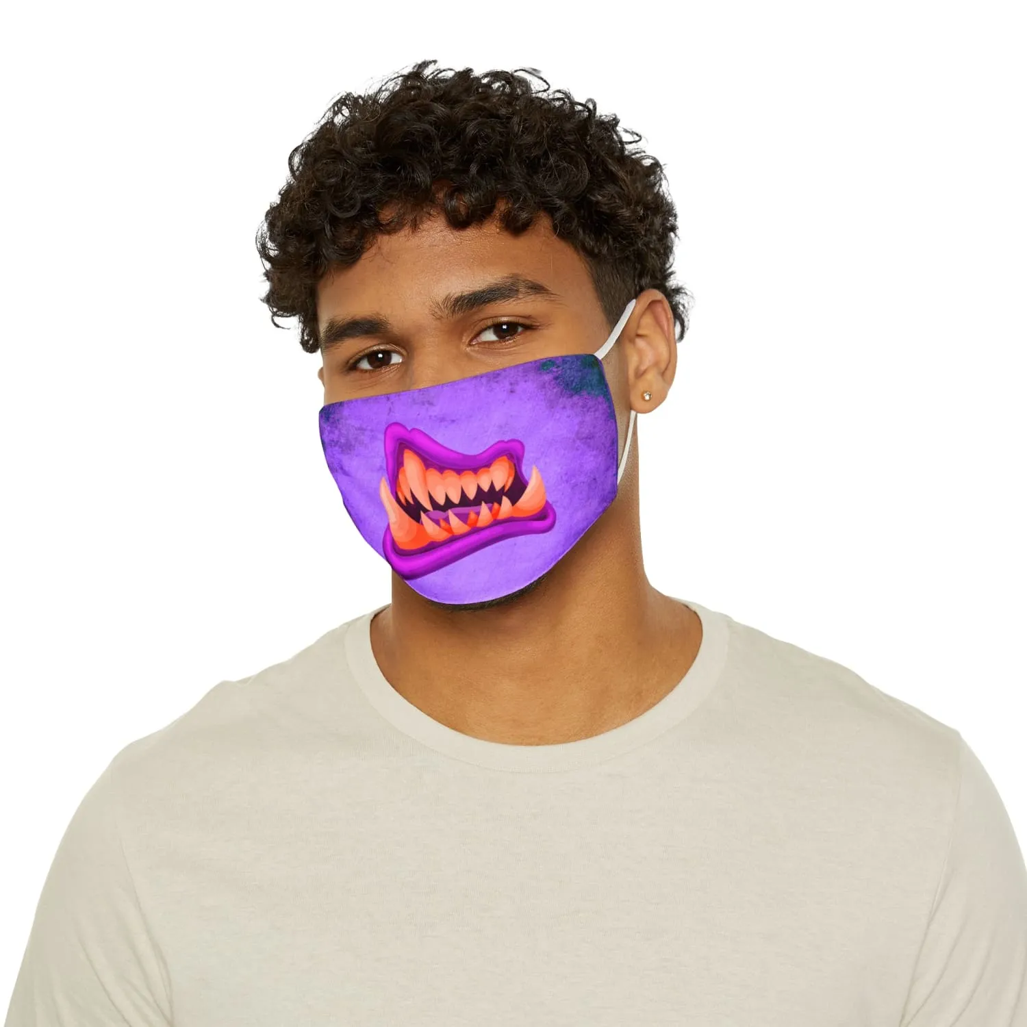 Pink Monster Mouth Snug-Fit Fabric Face Mask