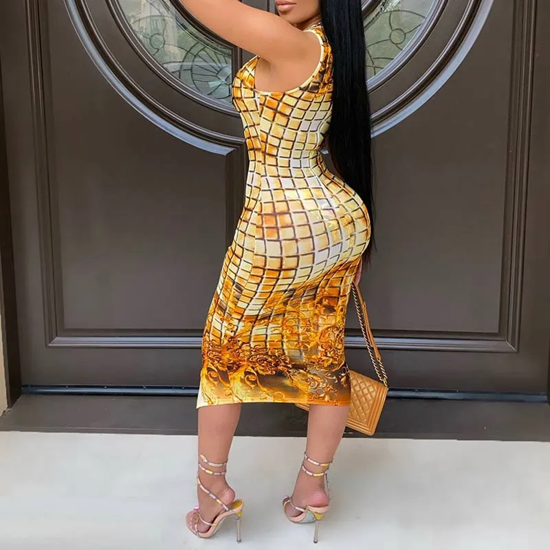 Plaid Pattern Sleeveless Lace Up Three Piece Swimsuit Set