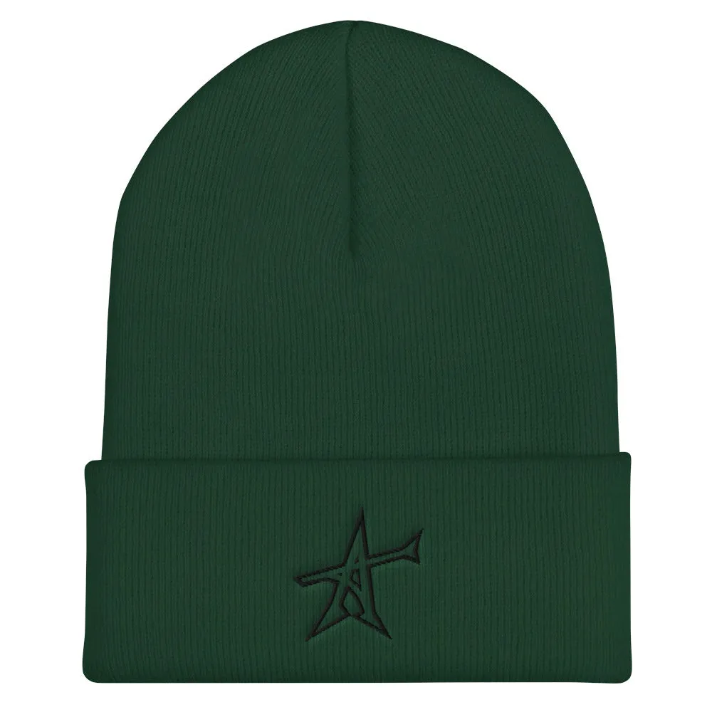 "ALL-IN" Cuffed Beanie (black print)