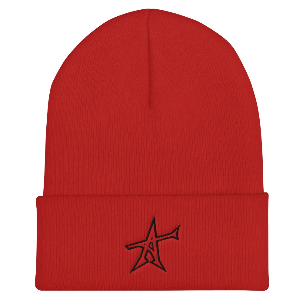 "ALL-IN" Cuffed Beanie (black print)
