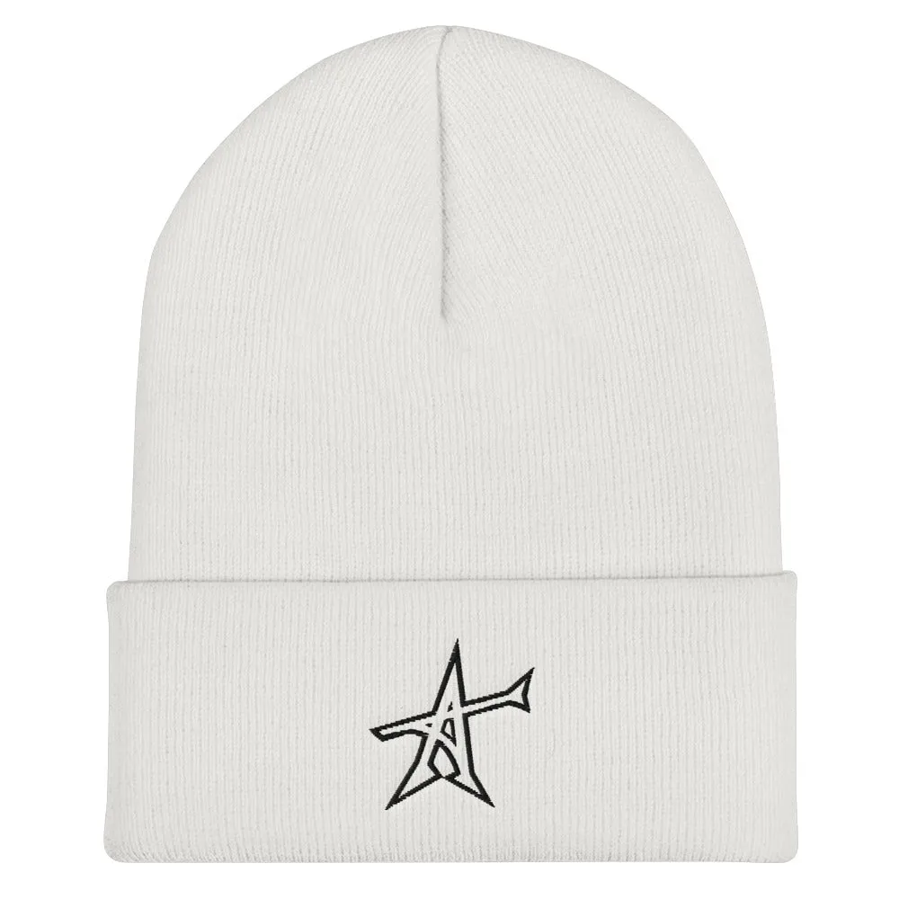 "ALL-IN" Cuffed Beanie (black print)