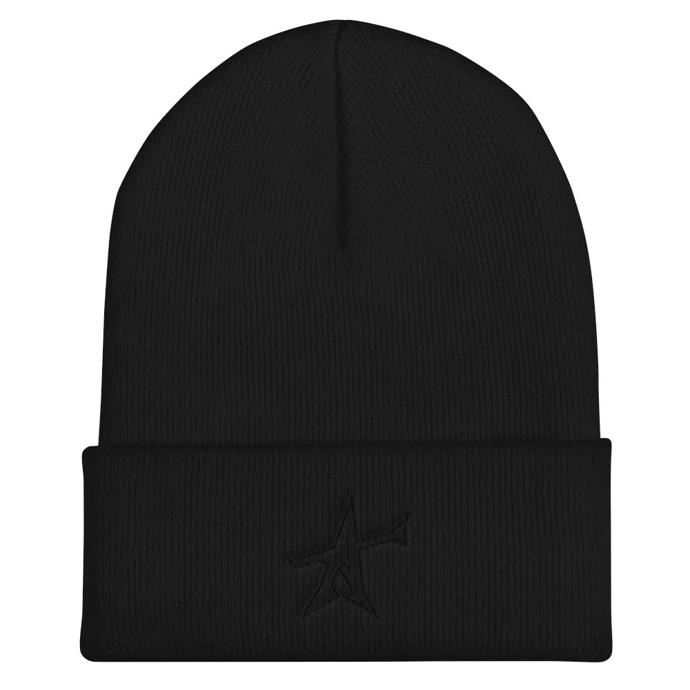 "ALL-IN" Cuffed Beanie (black print)