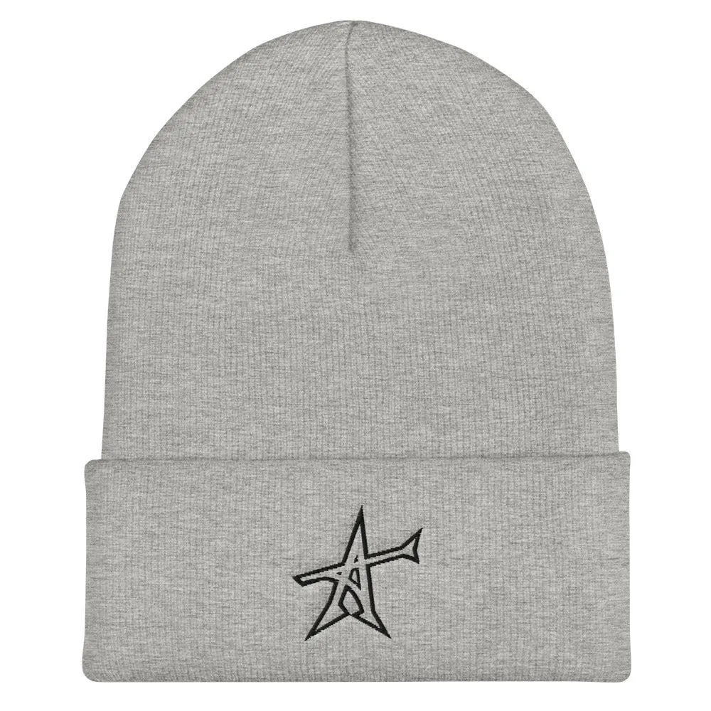 "ALL-IN" Cuffed Beanie (black print)