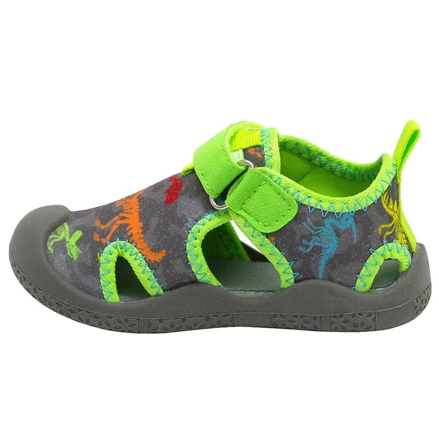 Robeez Baby & Toddler Water Shoes Grey & Green - Dinosaurs