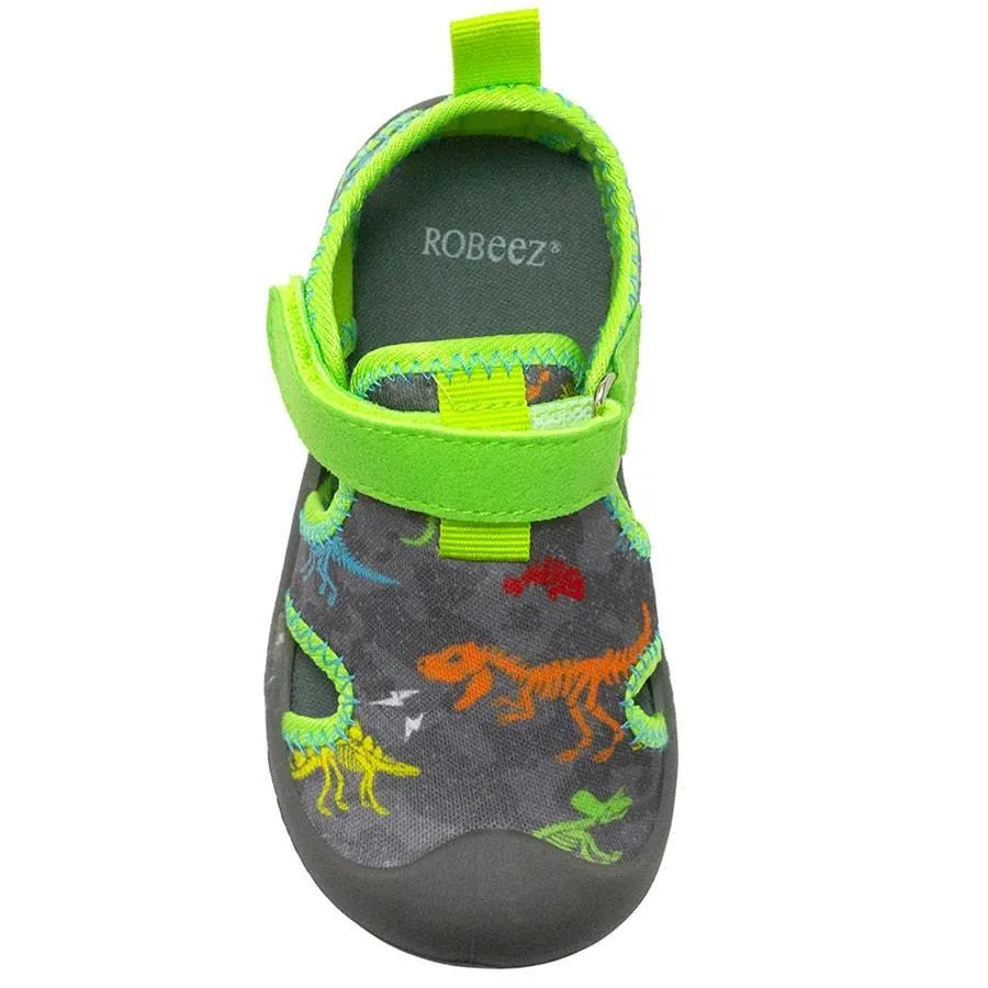 Robeez Baby & Toddler Water Shoes Grey & Green - Dinosaurs
