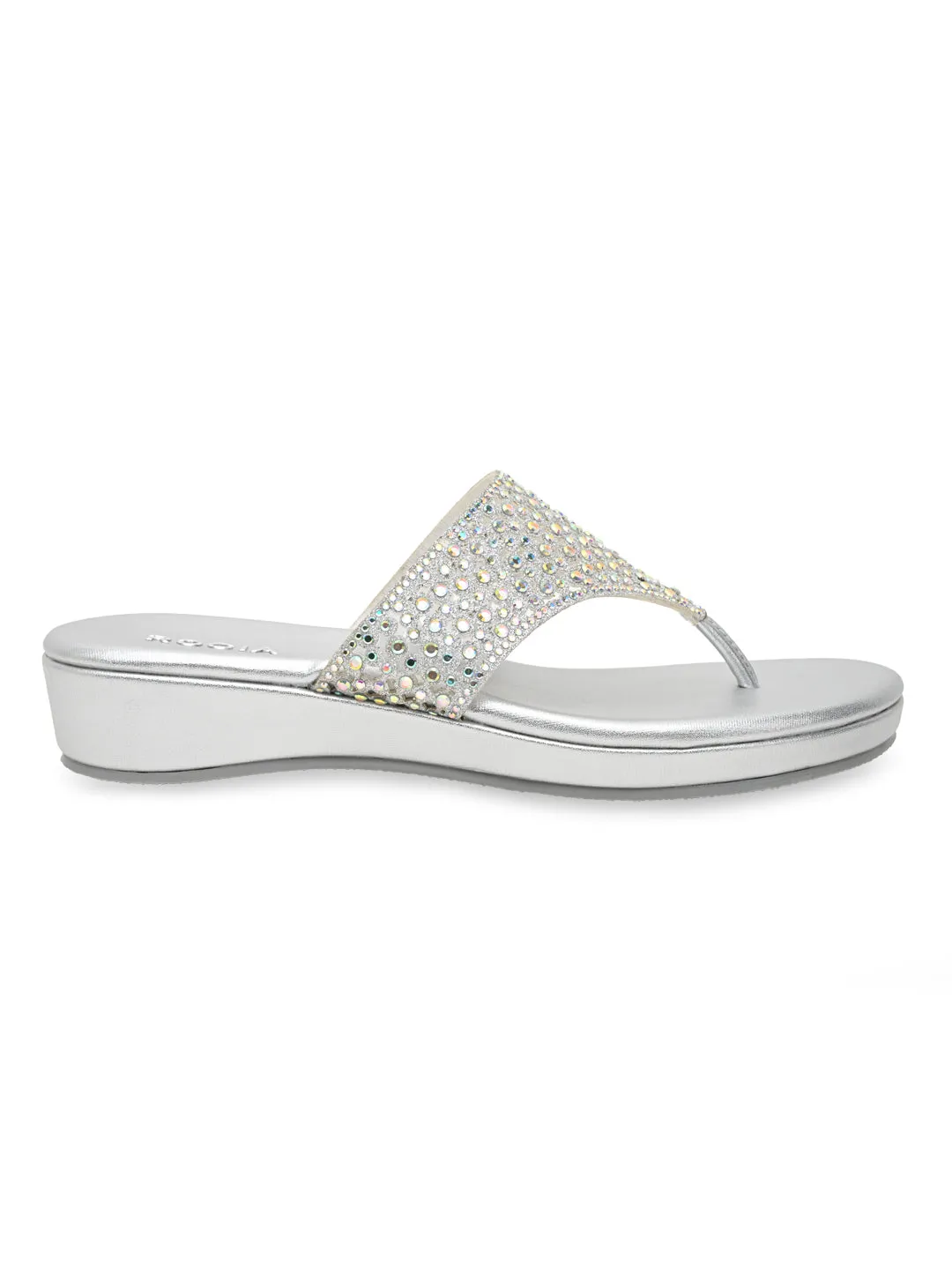 Rocia By Regal Silver Women Diamond Mesh Flats