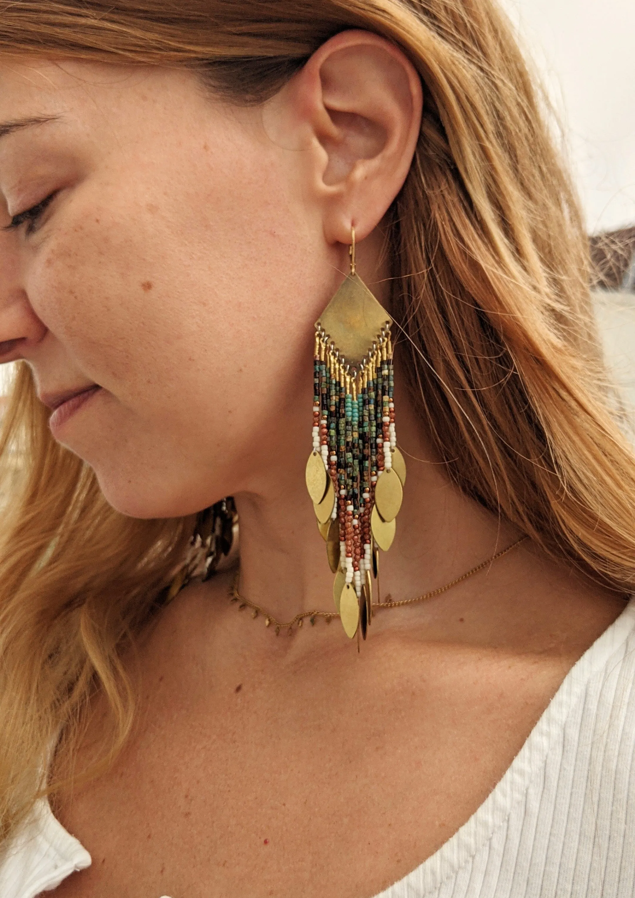 Ruth Sandstone Seed Bead Earrings