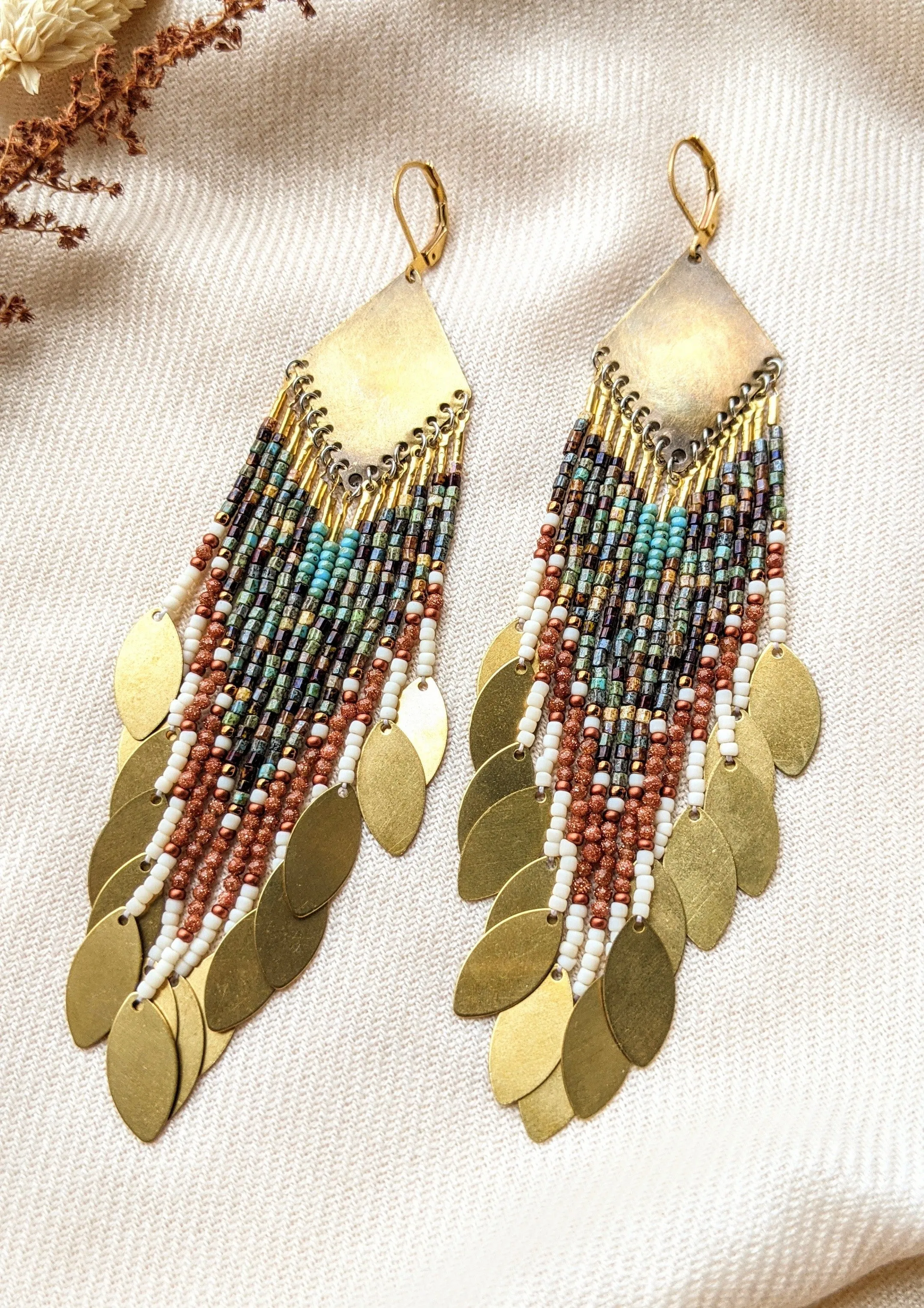 Ruth Sandstone Seed Bead Earrings