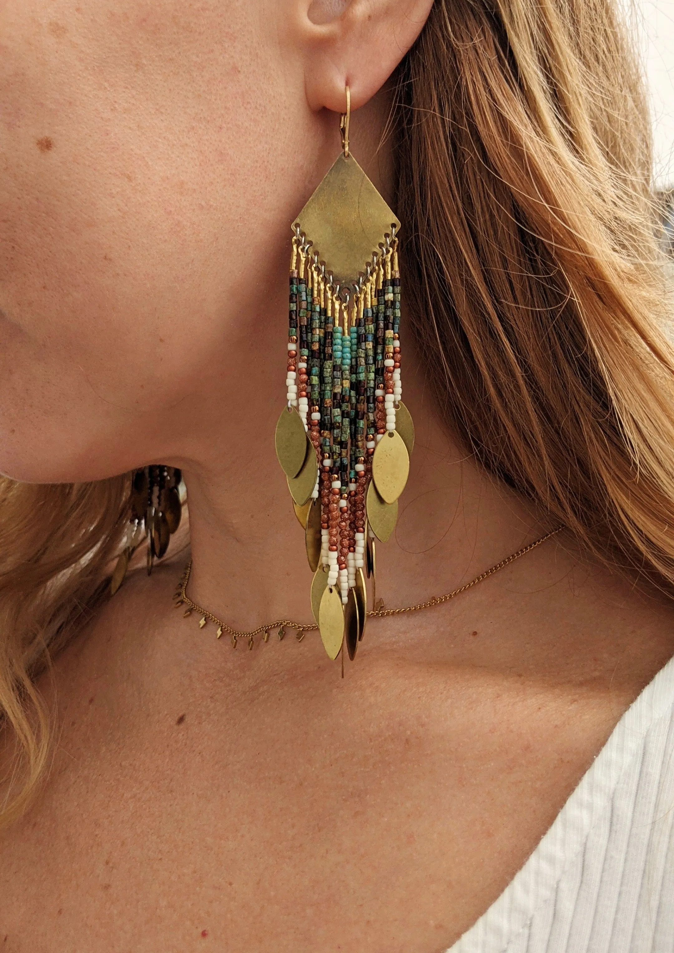 Ruth Sandstone Seed Bead Earrings