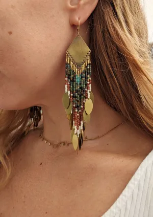 Ruth Sandstone Seed Bead Earrings