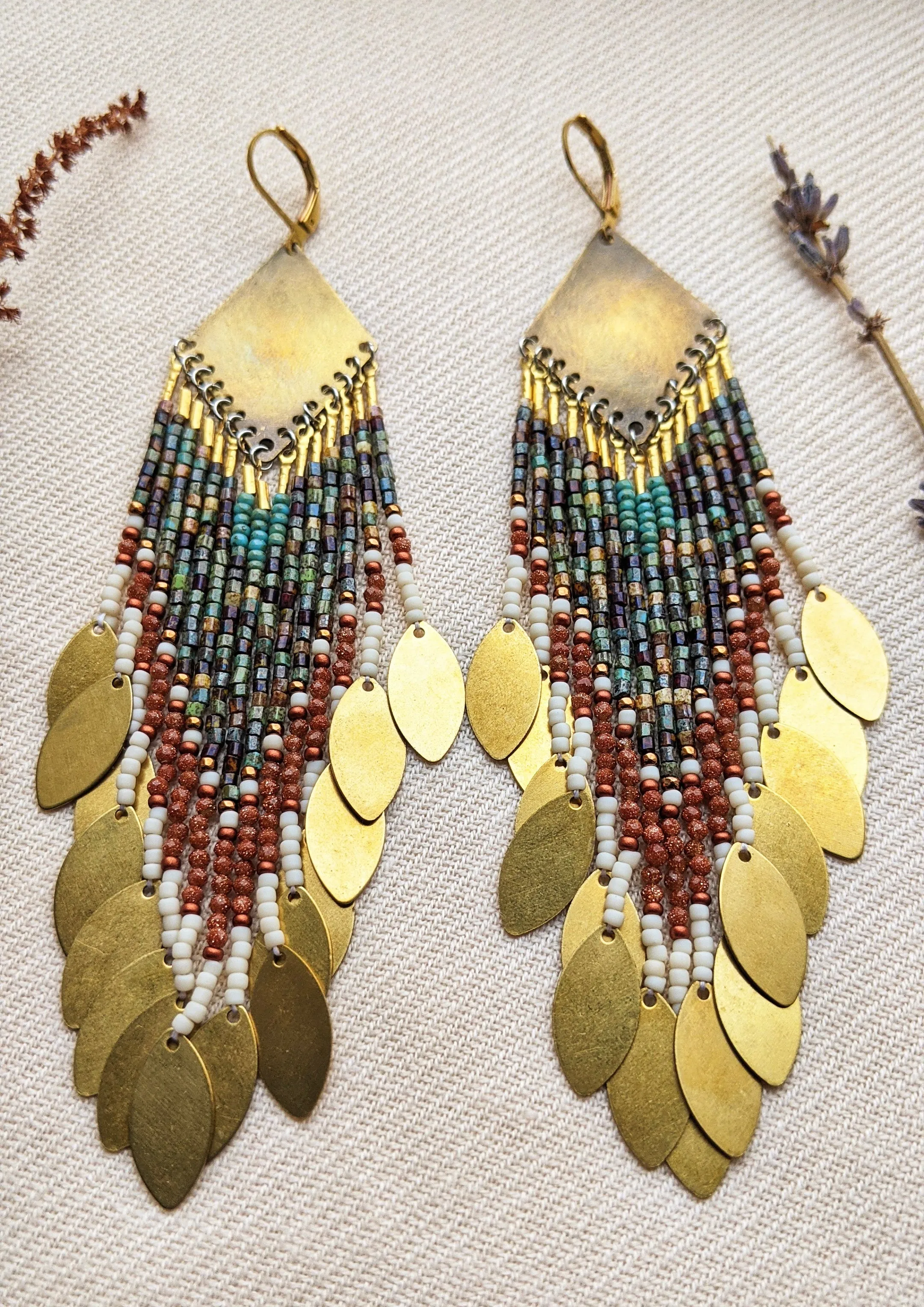 Ruth Sandstone Seed Bead Earrings