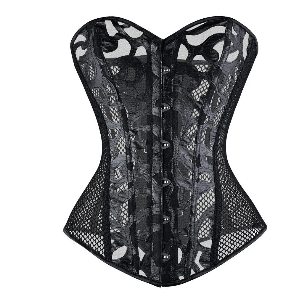 Sexy Steel Boned Corsets Women's Gothic Mesh Breathable Black Bustier Corset Body Shaper Waist Trainer Bustiers Corselet