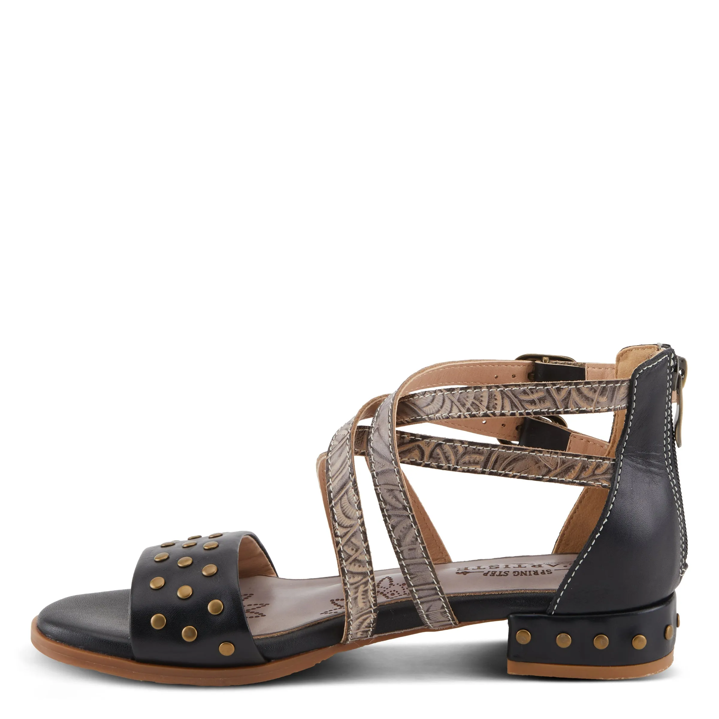Spring Step Shoes  L'Artiste Carys Sandals Women’s Leather Black 1" Heel