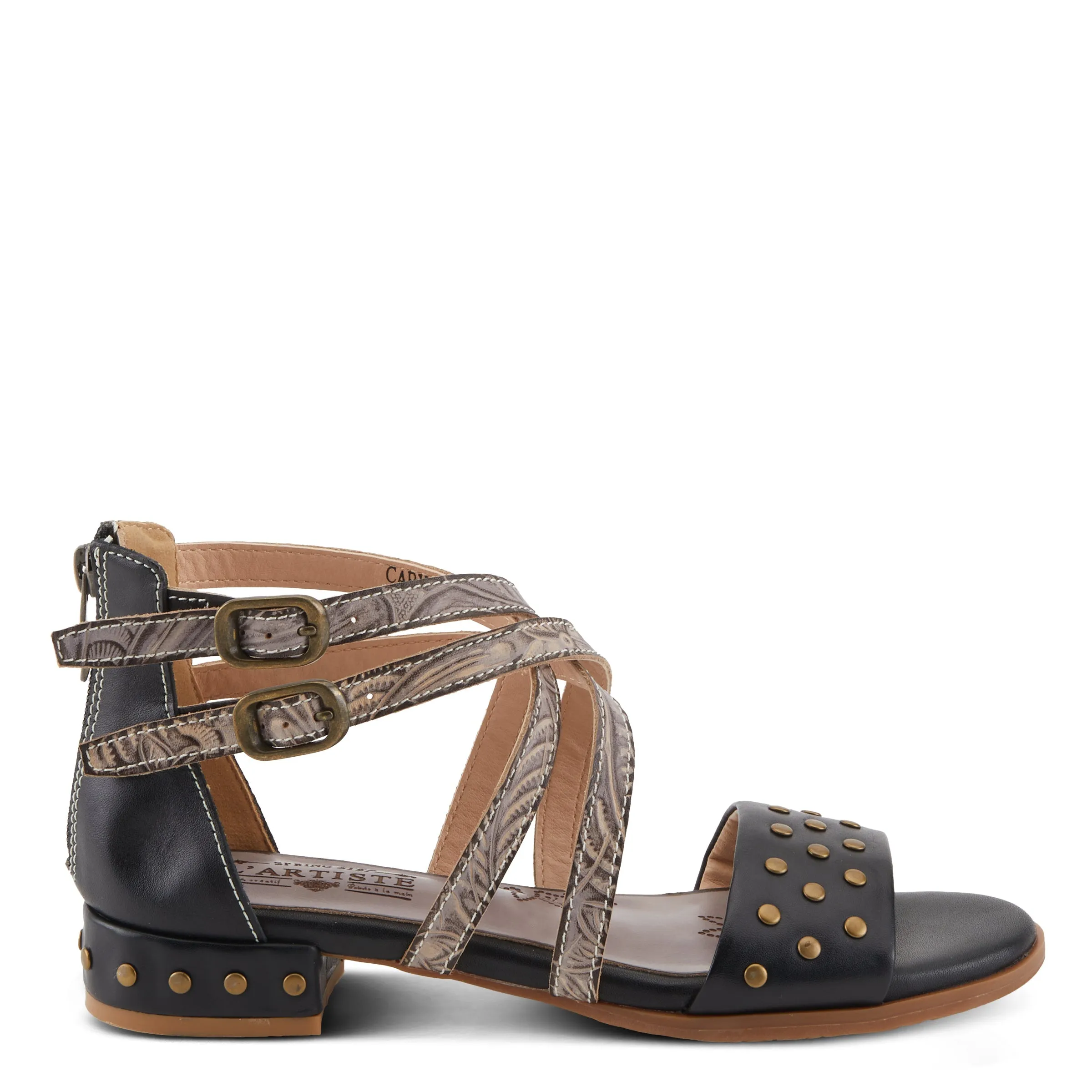 Spring Step Shoes  L'Artiste Carys Sandals Women’s Leather Black 1" Heel