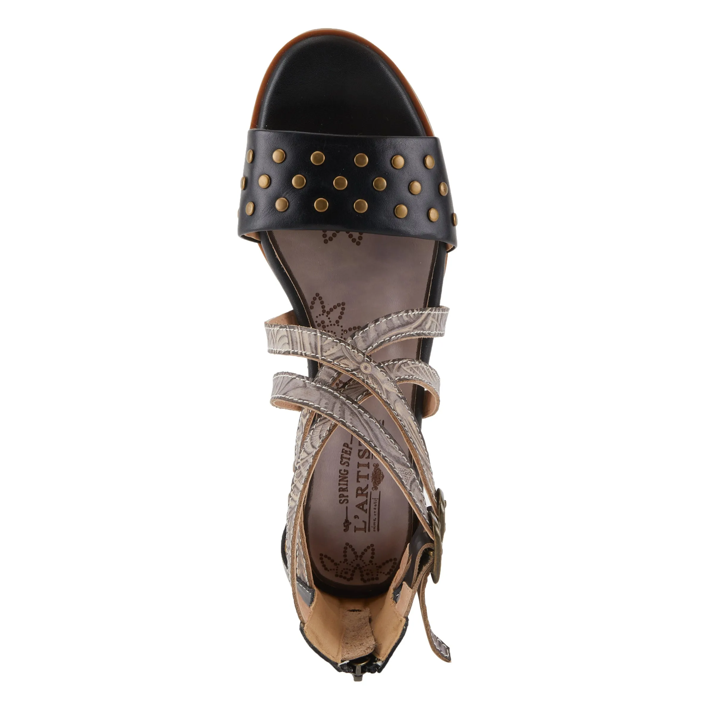 Spring Step Shoes  L'Artiste Carys Sandals Women’s Leather Black 1" Heel