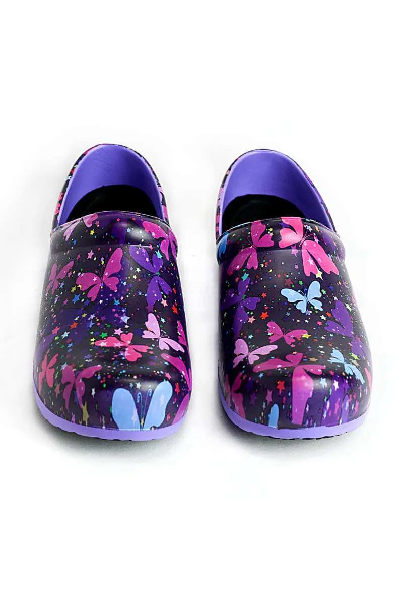 StepZ Women's Slip Resistant Nurse Clogs | Celestial Butterflies