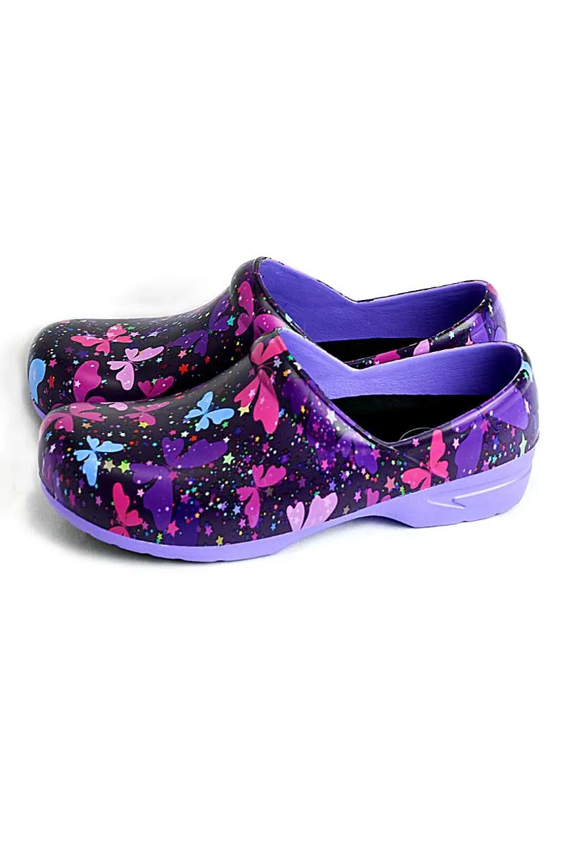 StepZ Women's Slip Resistant Nurse Clogs | Celestial Butterflies