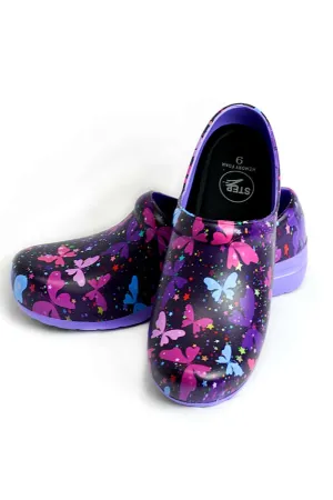 StepZ Women's Slip Resistant Nurse Clogs | Celestial Butterflies