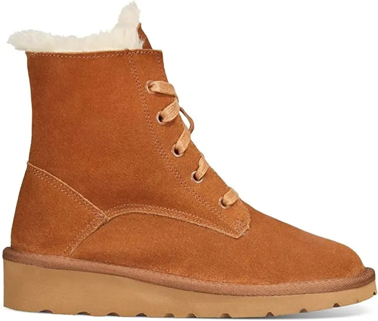 STYLE & COMPANY Womens Brown Slip Resistant Breathable Insulated Round Toe Wedge Lace-Up Snow Boots 10