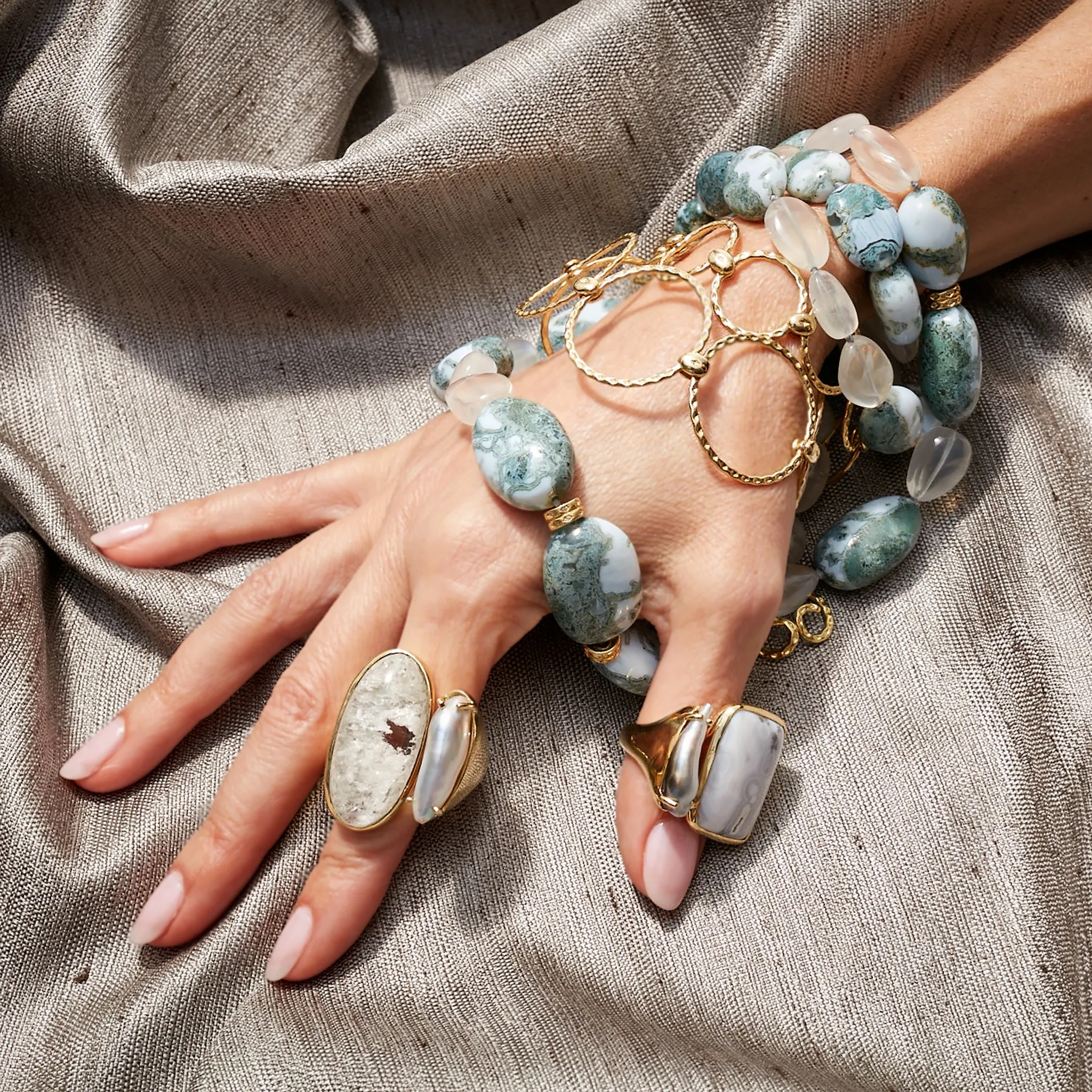 Tandem Ring, Snowflake Quartz