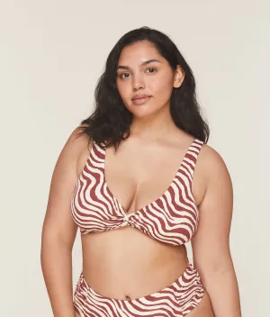 The Portofino Bikini Top - Eco Nylon - Bias Stripe Truffle (Archive)
