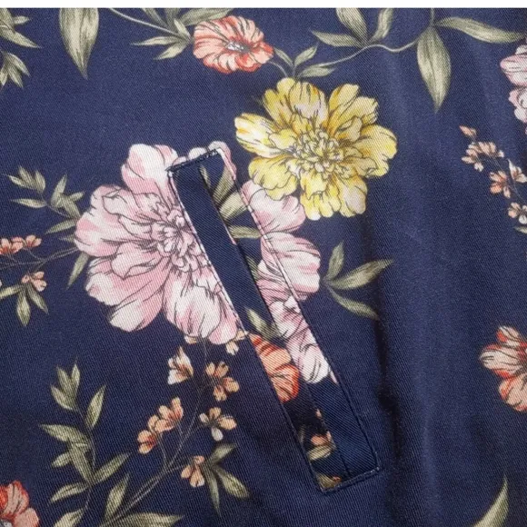 Torrid Bomber Jacket Woman Plus 1X Twill Navy Floral Cottage Boho Fairy Grunge