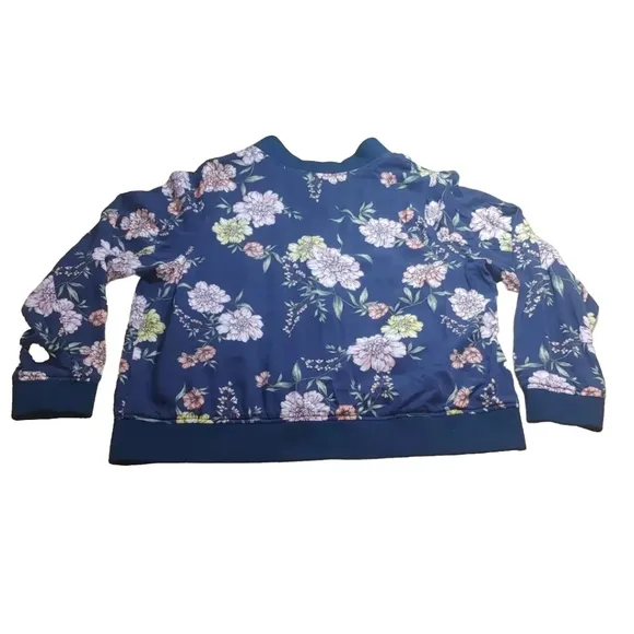 Torrid Bomber Jacket Woman Plus 1X Twill Navy Floral Cottage Boho Fairy Grunge