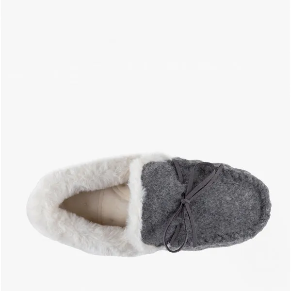Totes Toasties FELT Womens Moccasin Slippers Grey