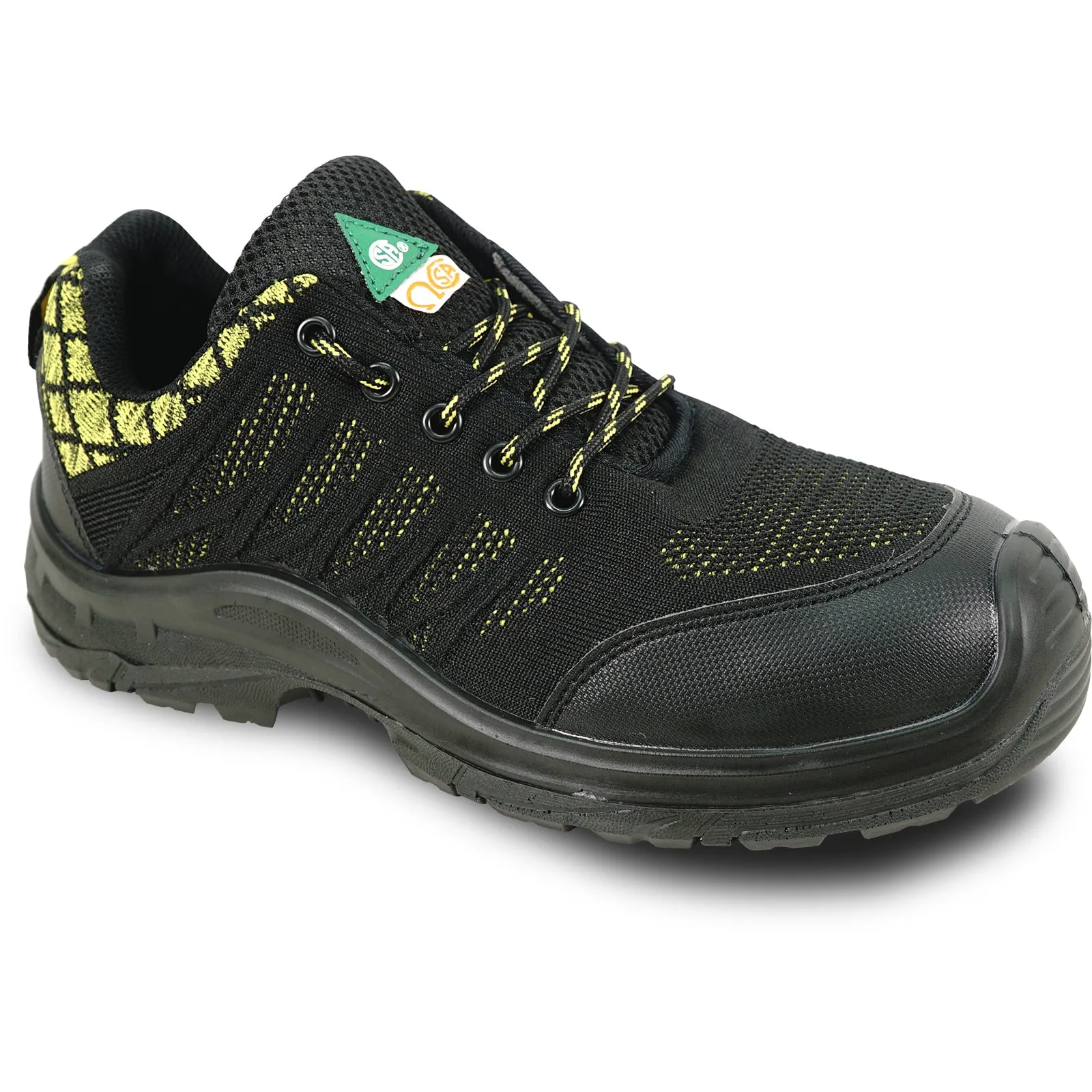 VANGELO Men Work Safety Shoe HELMUT-1 CSA Certified Steel Toe Protection Black/Yellow