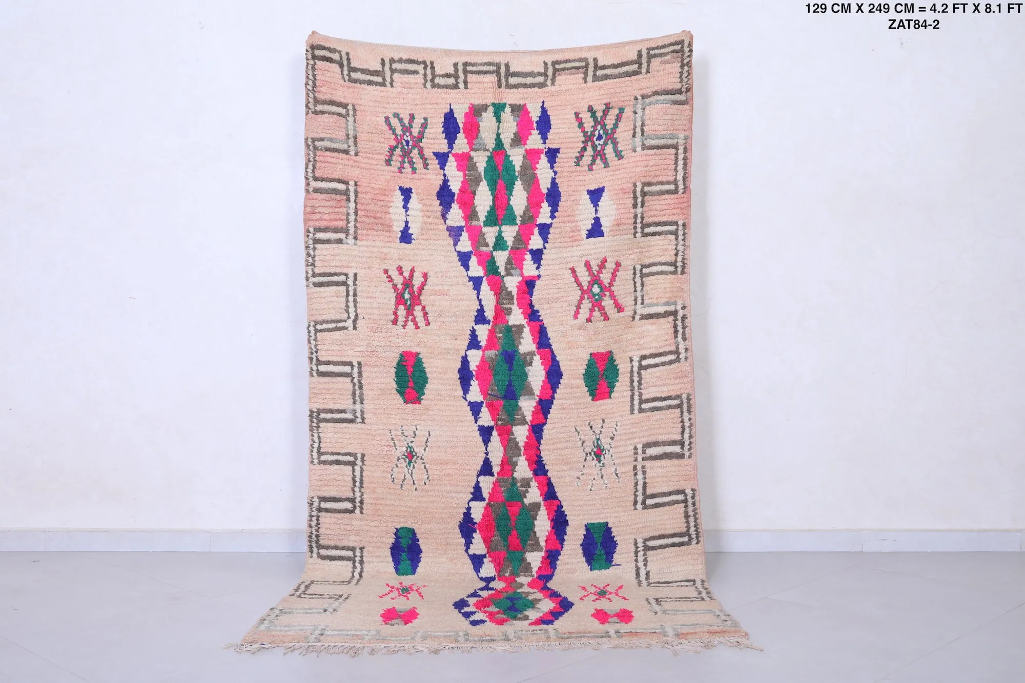 Vintage Berber Rug - Handwoven Moroccan Treasure 4.2 X 8.1 Feet