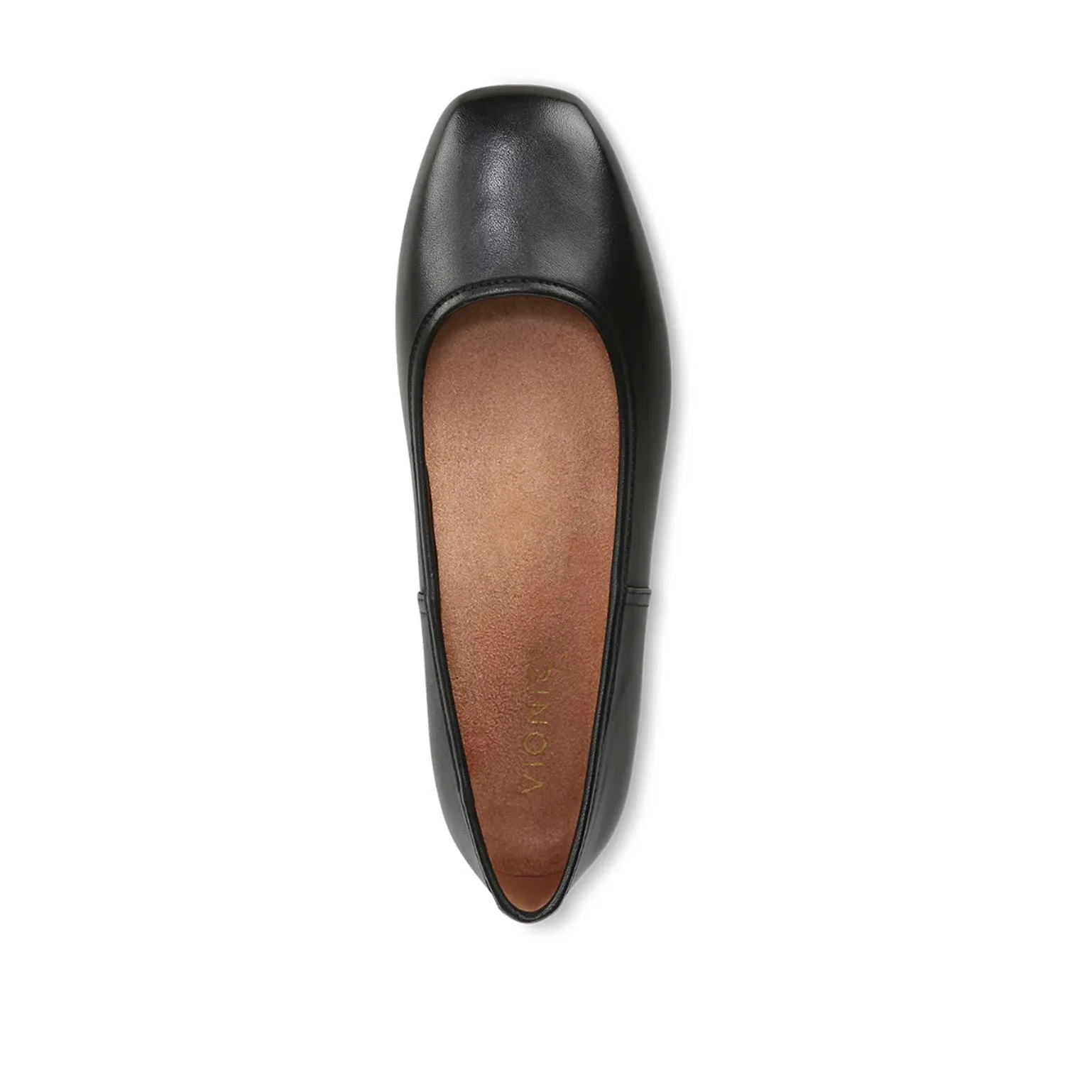 Vionic Women's Orinda Square Toe Ballet Flat in Black